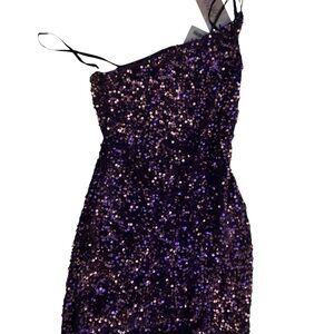 Elegant Purple Sequin Dress